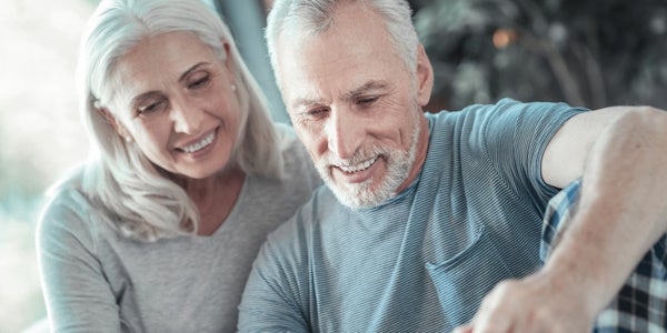 Older couple smiling together